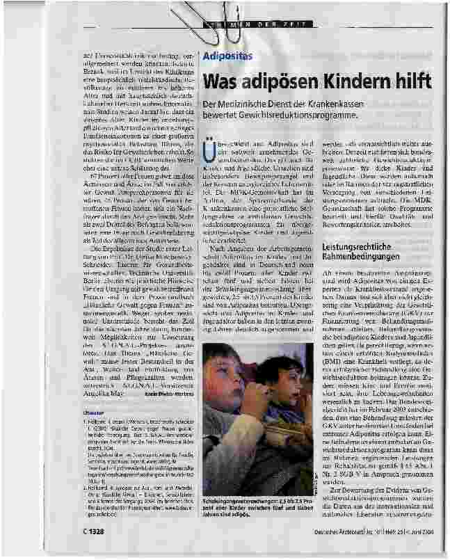 Vorschauseite 1: Was adipösen Kindern hilft