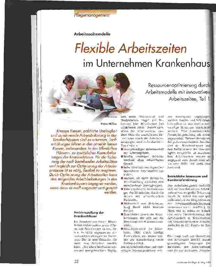 Vorschauseite 1: Flexible Arbeitszeiten im Unternehmen Krankenhaus Teil 1