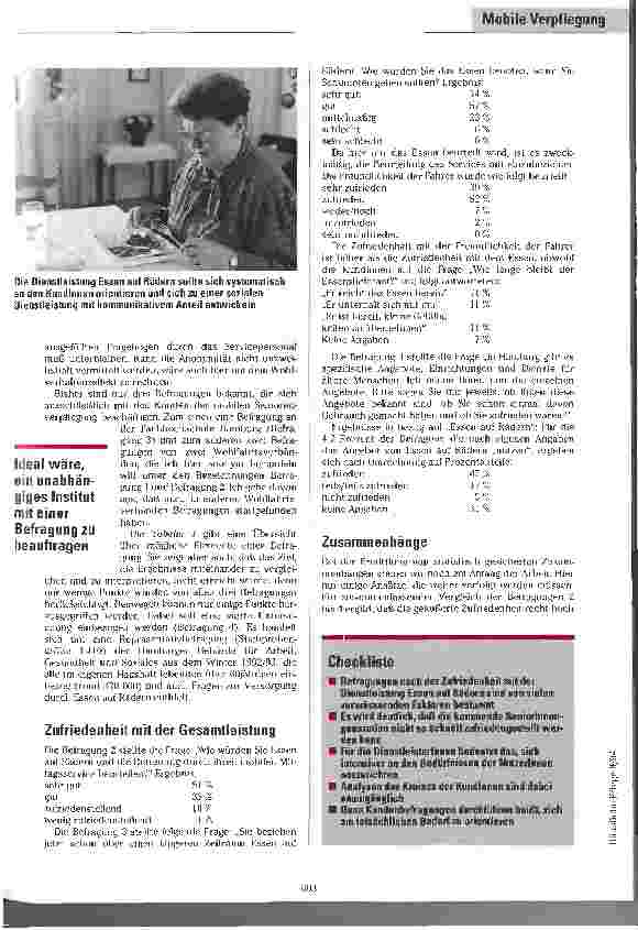 Vorschauseite 2: Änderung der Speisekarte Befragungen von NutzerInnen mobiler Senioren verpflegung und die Auswirkungen auf die Dienstleistung Essen auf Rädern