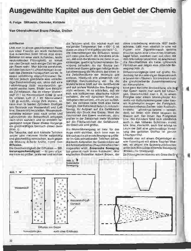 Vorschauseite 1: Ausgewählte Kapitel aus der Chemie 4. Folge: Diffusion, Osmose, Kolloide