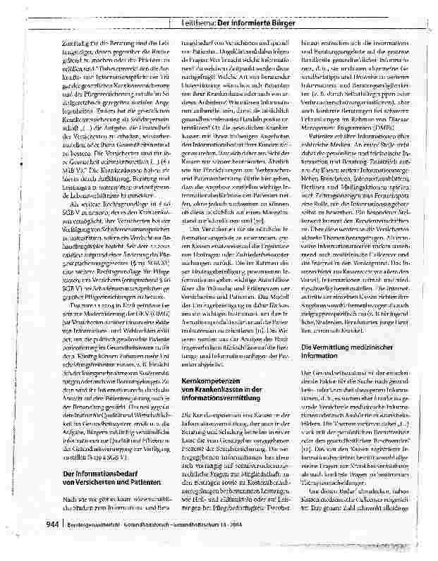 Vorschauseite 4: Der informierte Patient aus Sicht der Gesetzlichen Krankenversicherung