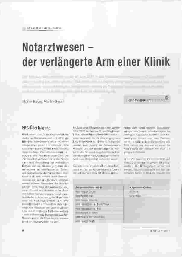 Vorschauseite 1: Notarztwesen der verlängerte Arm einer Klinik