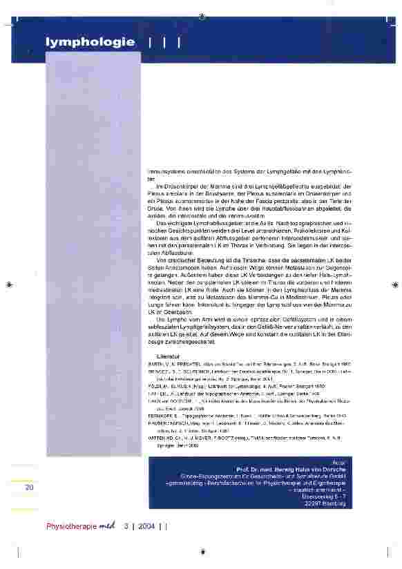Vorschauseite 6: Grundlagen der Lymphologie Anatomie der Mamma