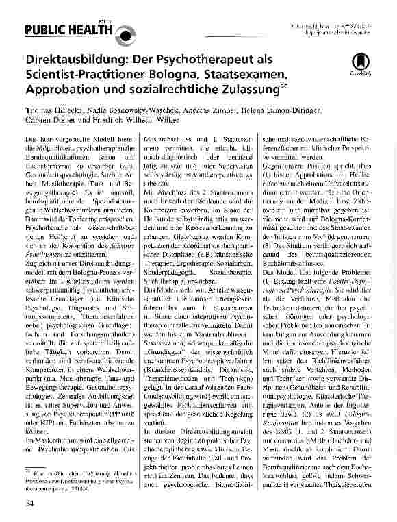 Vorschauseite 1: Direktausbildung: Der Psychotherapeut als Scientist-Practitioner Bologna, Staatsexamen, Approbation und sozialrechtliche Zulassung