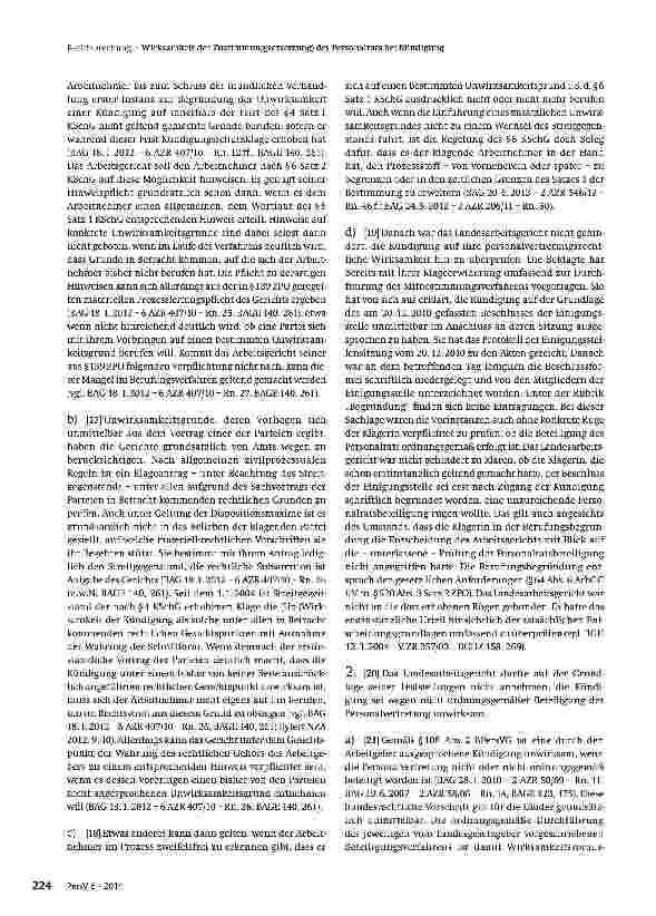 Vorschauseite 3: Wirksamkeit der Zustimmung(serset-zung) des Personalrats bei Kündigung