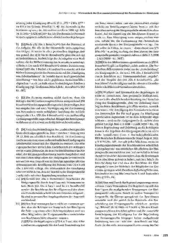 Vorschauseite 4: Wirksamkeit der Zustimmung(serset-zung) des Personalrats bei Kündigung