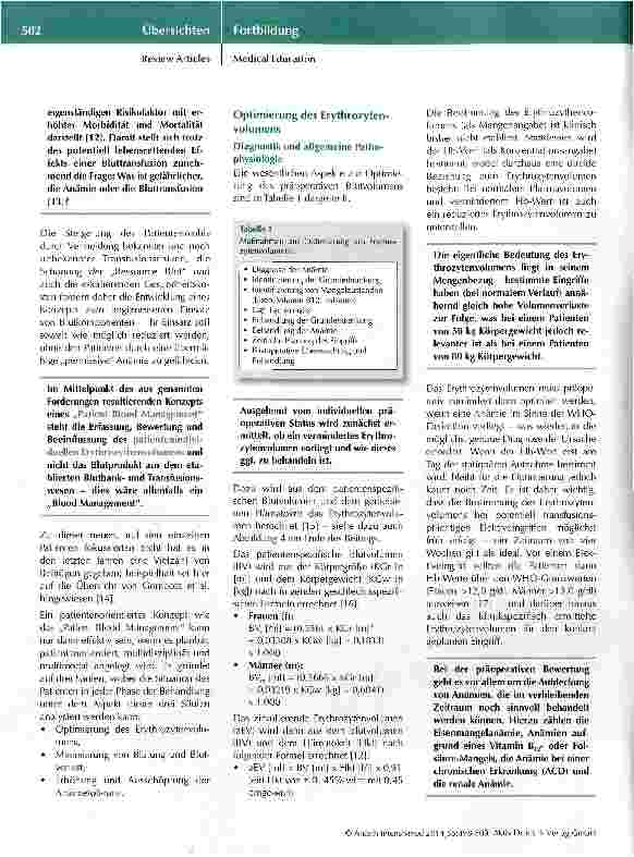 Vorschauseite 4: Patient Blood Management Vom Blutprodukt zur individuellen Therapie