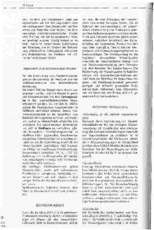 Vorschauseite 2: BEDEUTUNG, PRÄVENTION UND KONTROLLE WASSERASSOZIIERTER ERREGER NOSOKOMIALER INFEKTIONEN