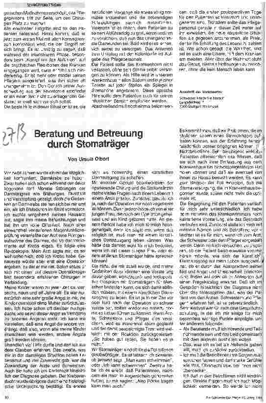 Vorschauseite 1: Beratung und Betreuung durch Stomaträger