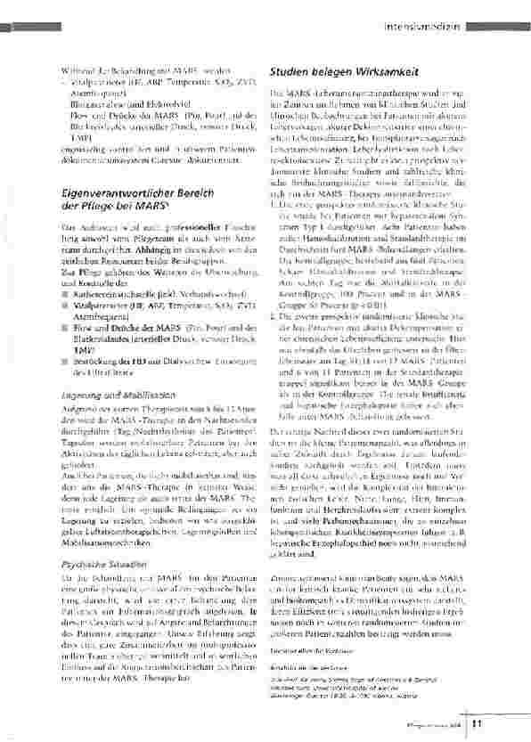 Vorschauseite 3: MARS®-ein LeberersatzverfahrenAnwendung der Albumindialyse (MARS®) und pflegerischeAspekte bei Patienten mit Leberversagen