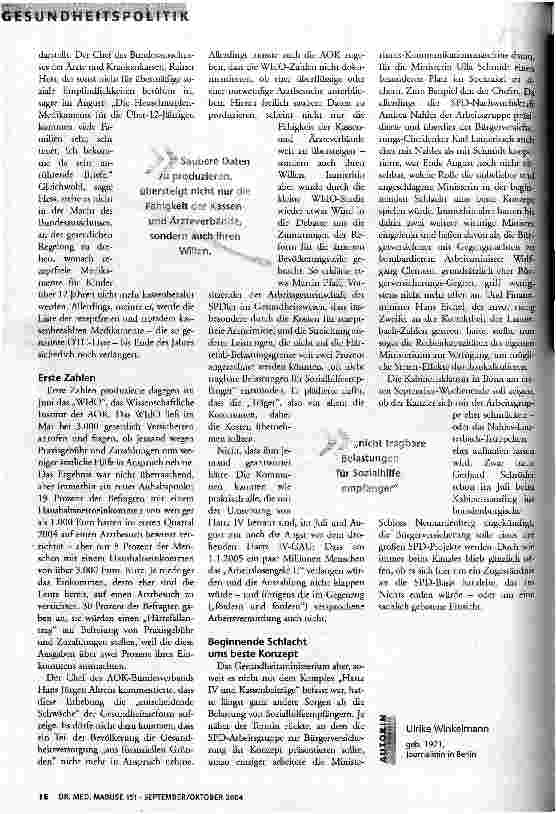 Vorschauseite 3: Neues Gesundheitsgefälle?Erfahrungen mit der Gesundheitsreform