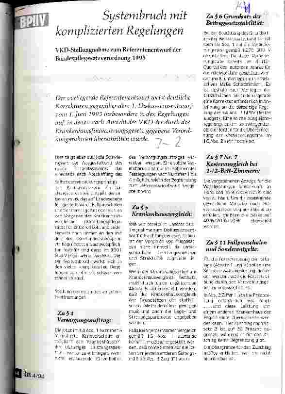 Vorschauseite 1: Systembruch mit komplizierten Regelungen VDK-Stellungnahme zum Referentenentwurf der BundesPflegesatzverordnung