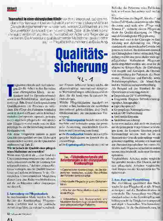 Vorschauseite 1: Qualitässicherung Teamarbeit in einer chirurgischen Klinik