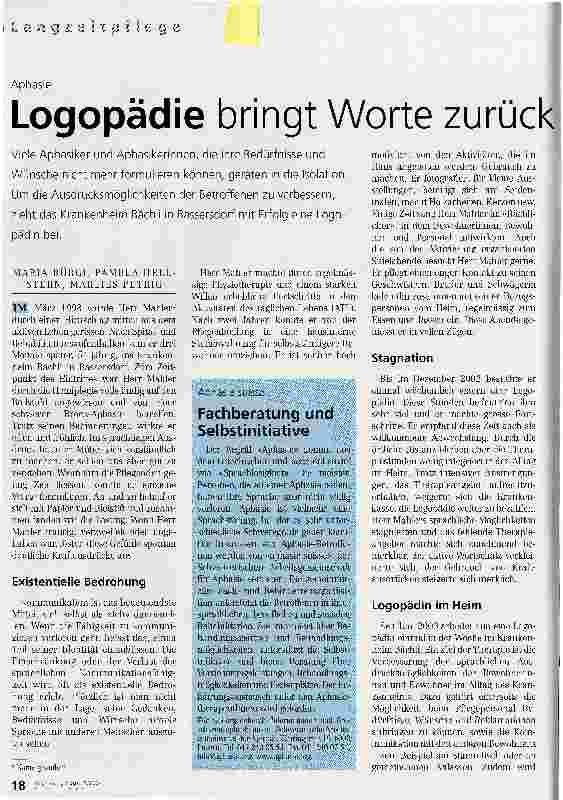 Vorschauseite 1: Logopädie bringt Worte zurück