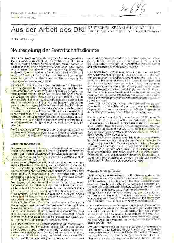 Vorschauseite 1: Neureglung des Bereitschaftsdienstes