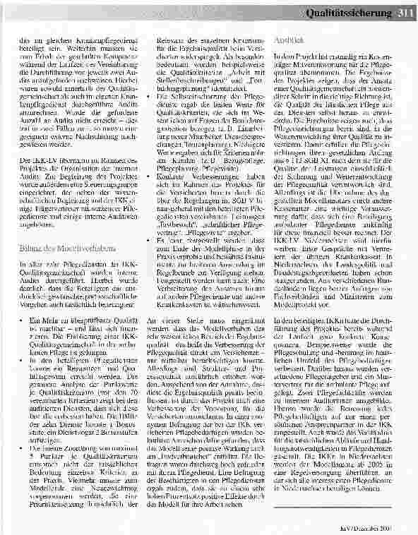 Vorschauseite 3: Mehr Qualität in der Häuslichen Pflege -Ergebnisse eines Modellprojekts