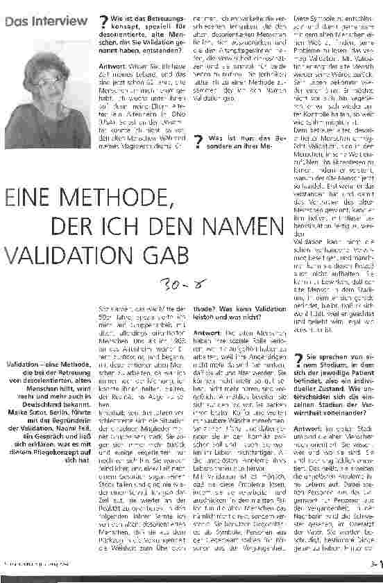 Vorschauseite 1: Eine Methode, der ich den Namen Validation gab Interview mit Naomi Feil