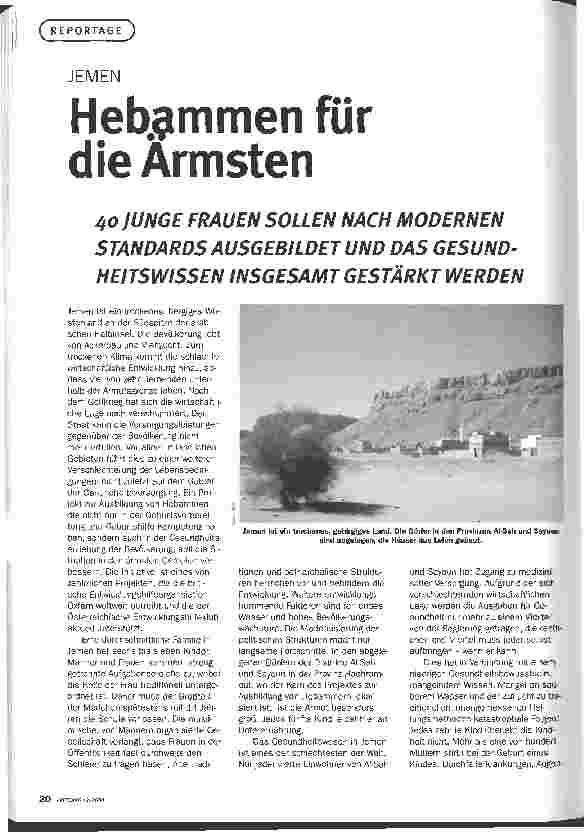 Vorschauseite 1: Hebammen für die Ärmsten40 JUNGE FRAUEN SOLLEN NACH MODERNEN STANDARDS AUSGEBILDET UND DAS GESUNDHEITSWISSEN INSGESAMT GESTÄRKT WERDEN