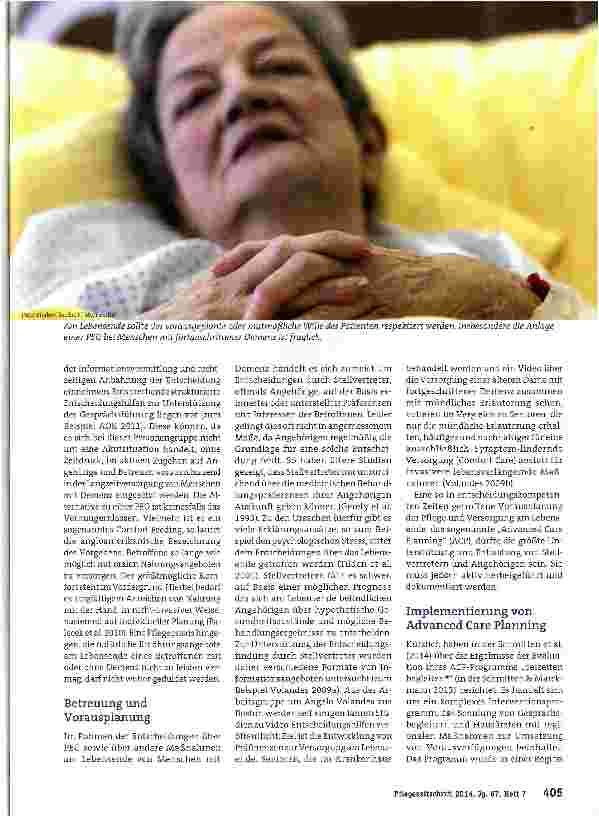 Vorschauseite 2: Vorausplanung der Pflege und Versorgung am Lebensende