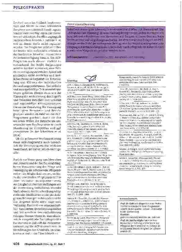 Vorschauseite 3: Vorausplanung der Pflege und Versorgung am Lebensende