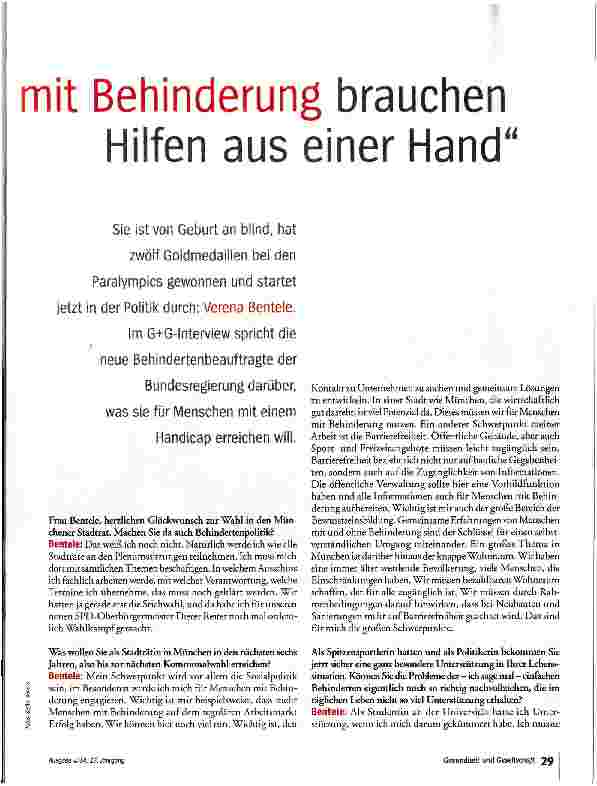 Vorschauseite 2: Menschen mit Behinderung brauchen Hilfen aus eigener Hand