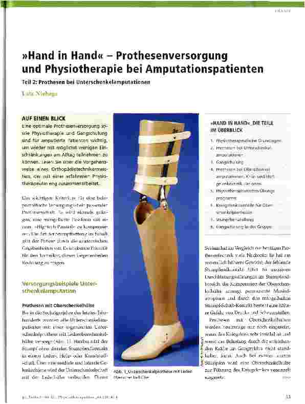 Vorschauseite 1: »Hand in Hand« - Prothesenversorgung und Physiotherapie bei Amputationspatienten