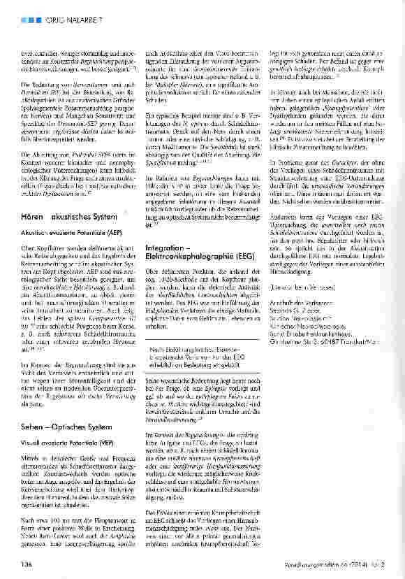 Vorschauseite 5: Möglichkeiten und Grenzen der klinischen Neurophysiologie zur Objektivierung neurologischer Unfallfolgen