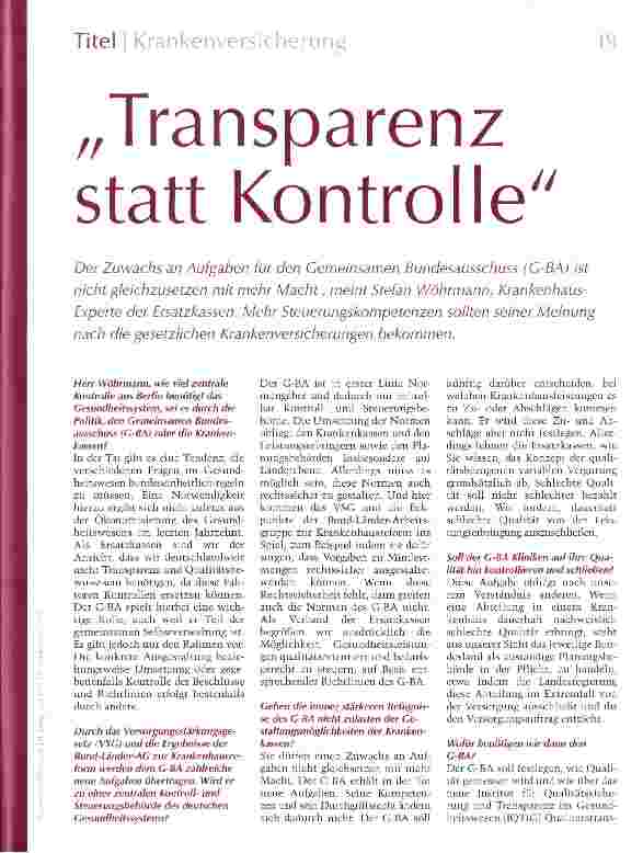 Vorschauseite 1: Transparenz statt Kontrolle