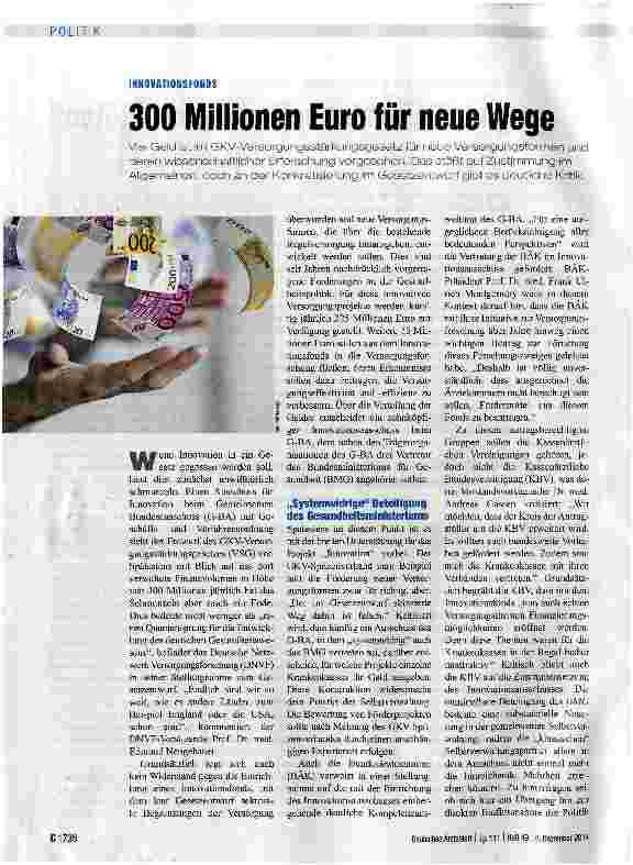 Vorschauseite 1: 300 Millionen Euro für neue Wege