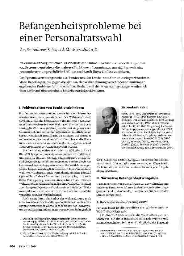 Vorschauseite 1: Befangenheitsprobleme bei einer Personalratswahl
