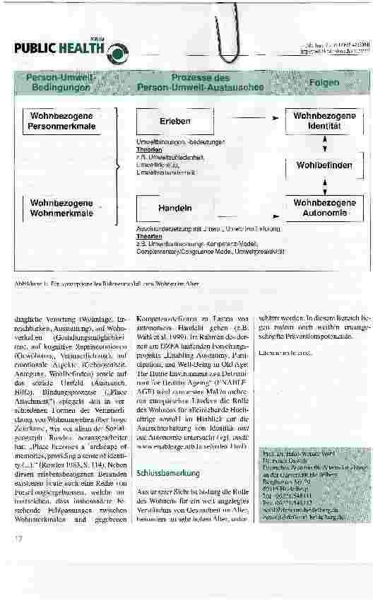 Vorschauseite 2: Wohnen im Alter:Bezüge zu Autonomie, Identität und WohlbefindenBesonderheiten des Wohnens im Alter - Rolle der Ökologischen Gerontologie