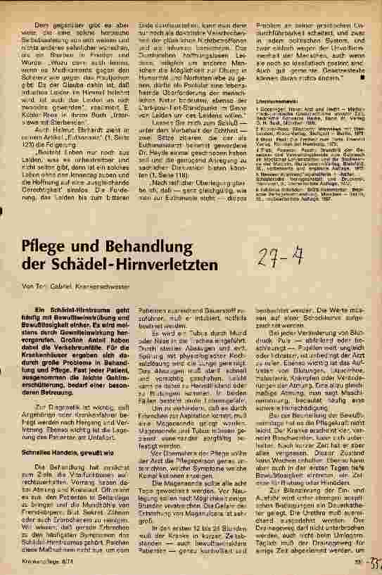 Vorschauseite 1: Pflege und Behandlung der Schädel-Hirnverletzten