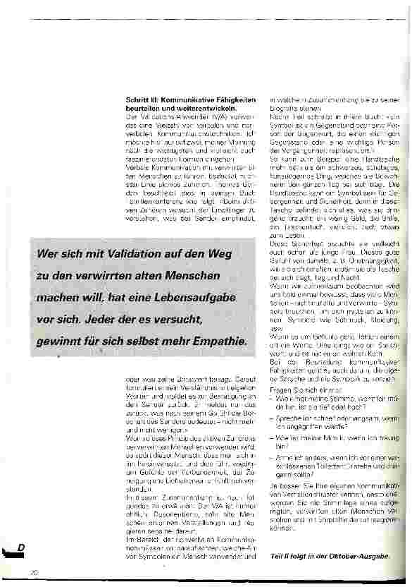 Vorschauseite 5: Umsetzung mit Folgen (Teil 1) Über die Notwendigkeit der persönlichen Auseinandersetzung mit dem Altern