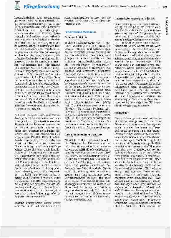 Vorschauseite 2: Wie erleben Patienten den Aufenthalt auf einer chirurgischen Intensivstation? Eine prospektive Beobachtungsstudie aus Sicht der Pflege
