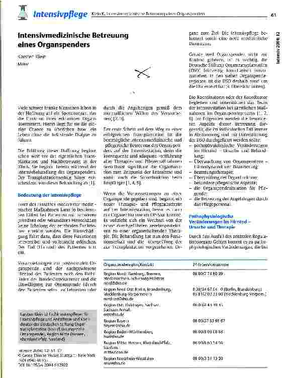 Vorschauseite 1: Intensivmedizinische Betreuung eines Organspenders