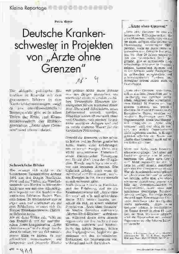 Vorschauseite 1: Deutsche Krankenschwester in Projekten von Ärzte ohne Grenzen