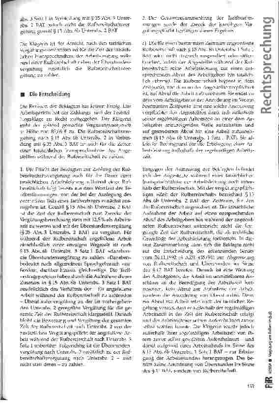 Vorschauseite 2: Vergütung von Rufbereitschaft BAG, Urteil vom 09.10.2003