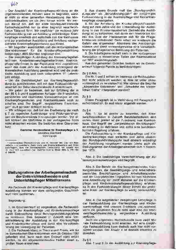 Vorschauseite 2: Stellungahmen zum Entwurf eines Gesetzes über nichtärztliche Heilberufe in der Geburtshilfe und in der Krankenpflege
