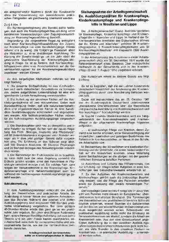 Vorschauseite 4: Stellungahmen zum Entwurf eines Gesetzes über nichtärztliche Heilberufe in der Geburtshilfe und in der Krankenpflege
