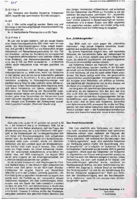 Vorschauseite 6: Stellungahmen zum Entwurf eines Gesetzes über nichtärztliche Heilberufe in der Geburtshilfe und in der Krankenpflege