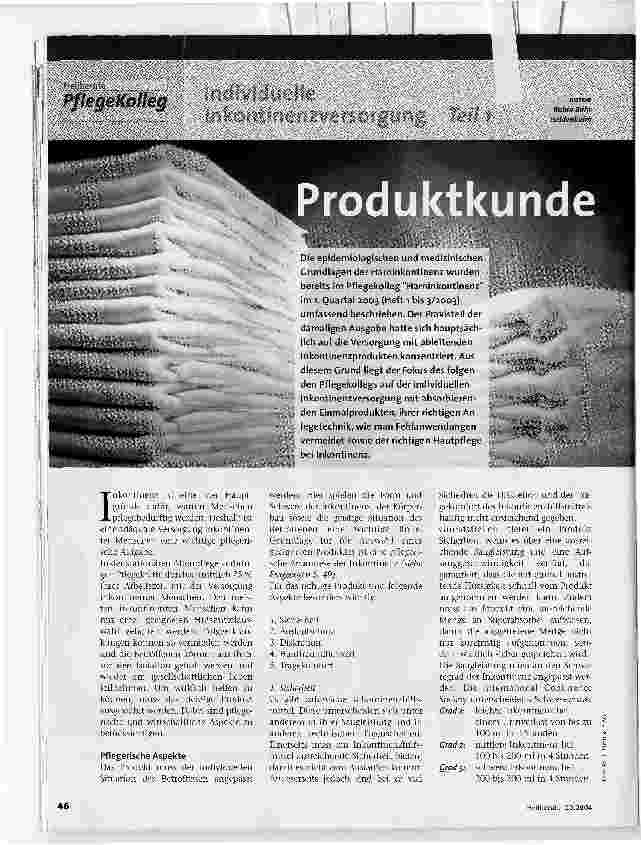 Vorschauseite 1: Produktkunde. Individuelle Inkontinenzversorgung Teil 1