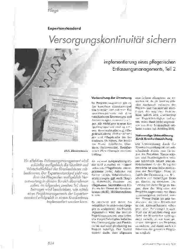 Vorschauseite 1: Versorgungskontinuität sichern. Implementierung eines pflegerischen Entlassungsmanagements, Teil 2