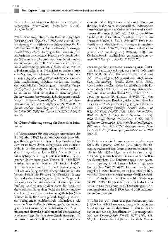 Vorschauseite 4: Zur nächtlichen Fixierung eines Kindes in einer offenen Einrichtung BGB § 1631b, § 1626, § 1906 Abs. 4