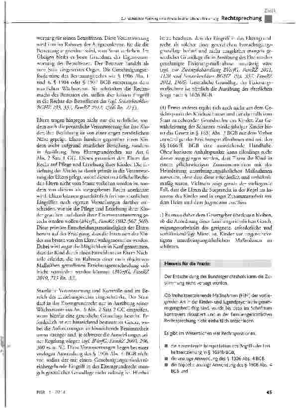 Vorschauseite 5: Zur nächtlichen Fixierung eines Kindes in einer offenen Einrichtung BGB § 1631b, § 1626, § 1906 Abs. 4