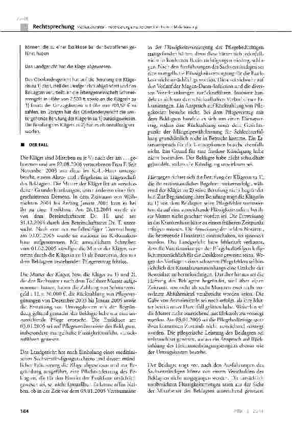 Vorschauseite 2: Medikationsfehler-Verabreichung eines Abführmittels bei DurchfallerkrankungBGB § 280 Abs. 1, § 823 Abs. 1, § 253, § 1922; HeimG § 5 Abs. 11