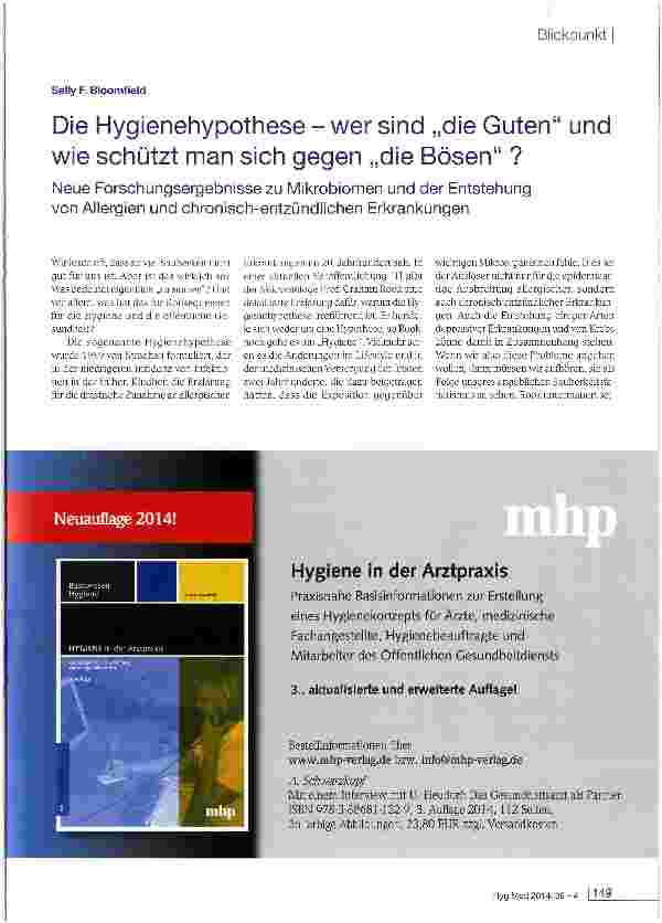 Vorschauseite 1: Die Hygienehypothese - wer sind „die Guten und wie schützt man sich gegen „die Bösen?