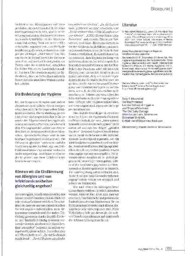 Vorschauseite 3: Die Hygienehypothese - wer sind „die Guten und wie schützt man sich gegen „die Bösen?
