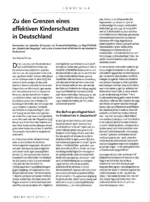 Vorschauseite 1: Zu den Grenzen eines effektiven Kinderschutzes in Deutschland
