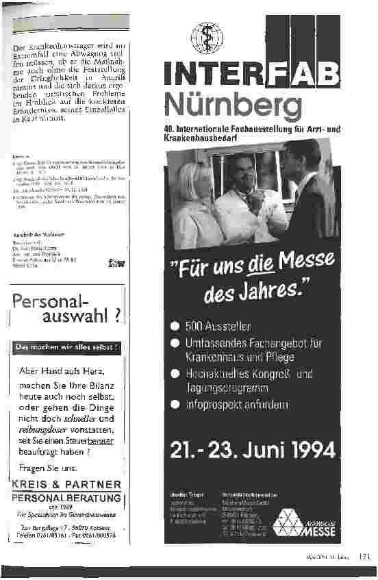 Vorschauseite 4: Die Berücksichtigung der Instandhaltungskosten im Pflegesatz Anmerkungen zum Urteil des VG Düsseldorf vom 22.2.94