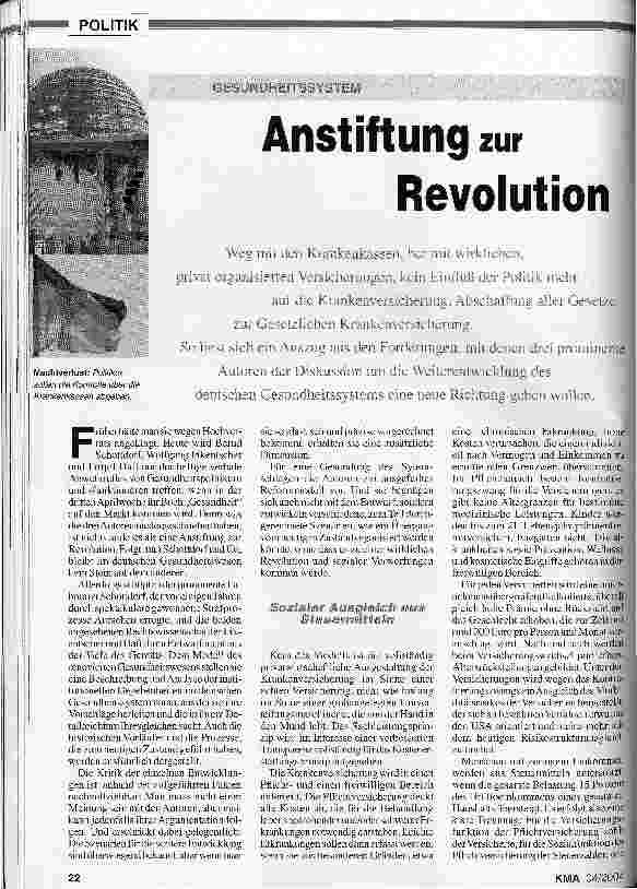 Vorschauseite 1: Gesundheitssystem: Anstiftung zur Revolution